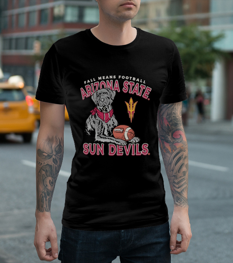 Fall Means Football Arizona State Sun Devils Mascot With Football T-Shirt