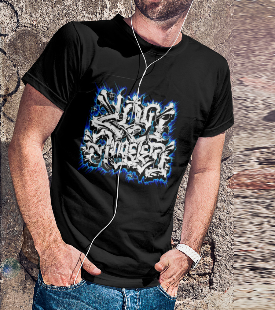 Gangster Streetwear Graffiti Urban White Blue Flame T-Shirt