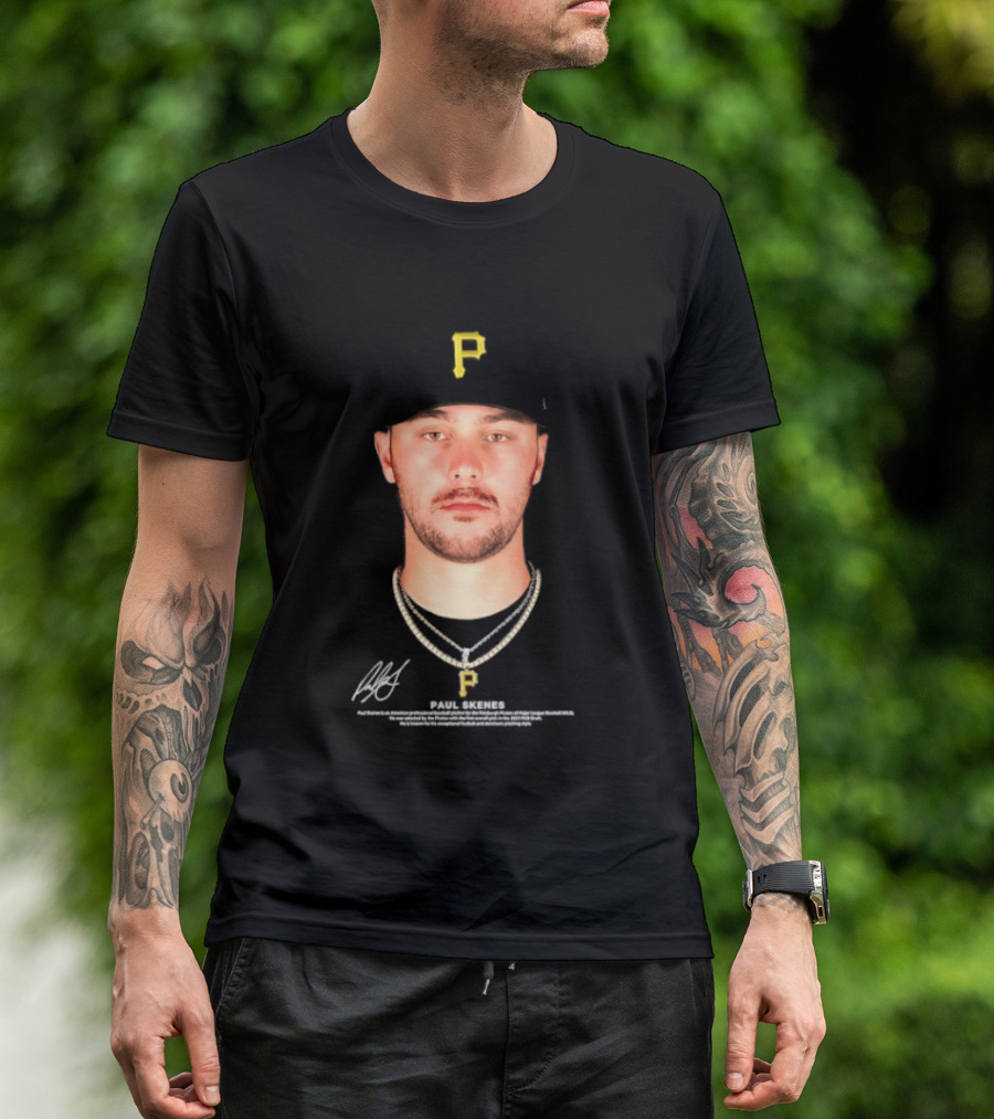 Paul Skenes Pittsburgh Pirates MLB Player Portrait And Signature T-Shirt