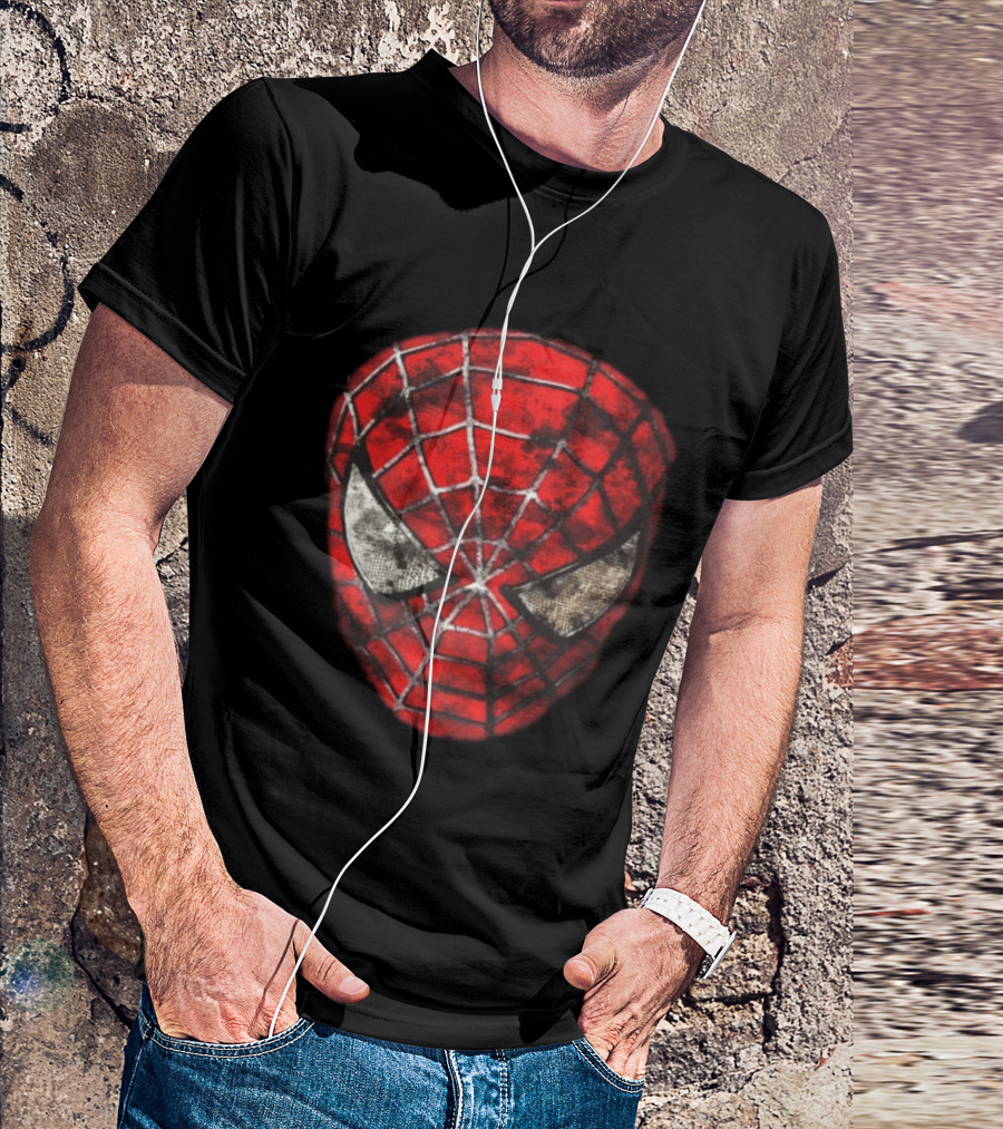 Spider Man 2 With Great Power Comes Great Responsibility Two Sided Iconic Mask T-Shirt