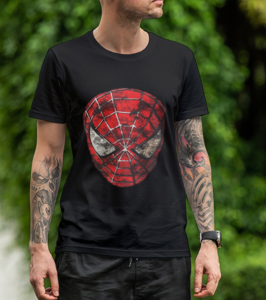 Spider Man 2 With Great Power Comes Great Responsibility Two Sided Iconic Mask T-Shirt