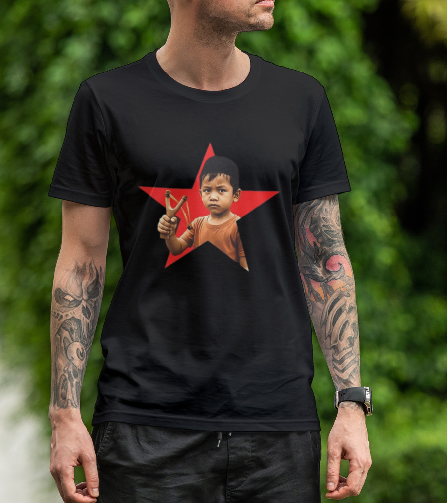 Kid Silop Goblog Anjing Loba Waduk Red Star Sling Shot 2 Sided T-Shirt
