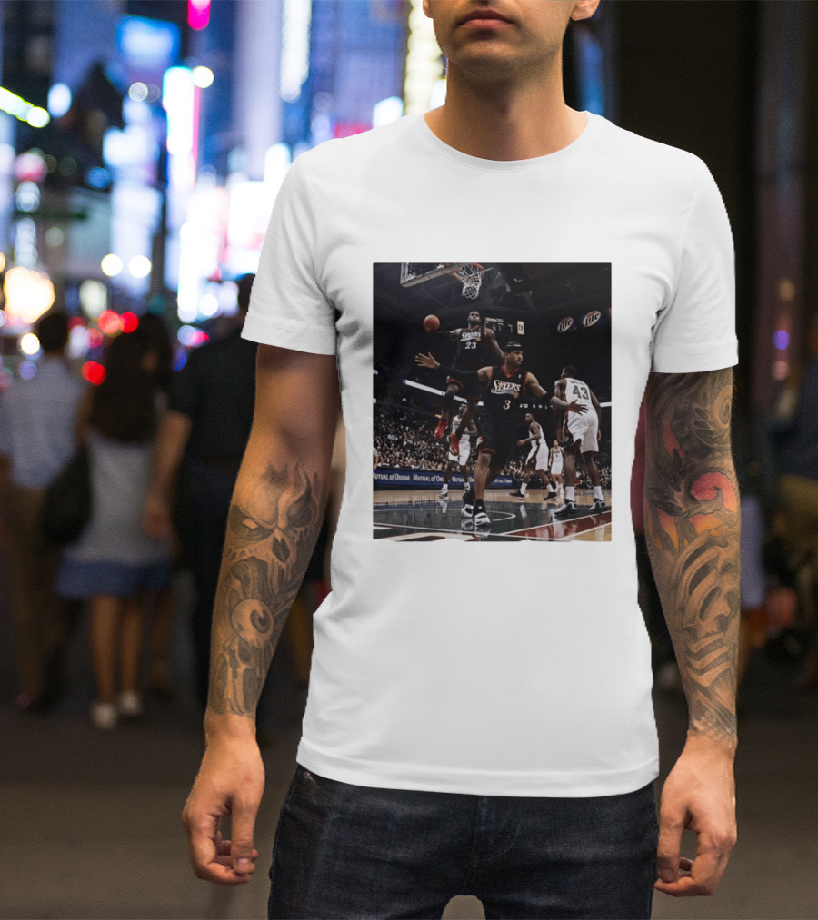 Philadelphia 76ers A.I. LeBron James Iconic Basketball Moment T-Shirt