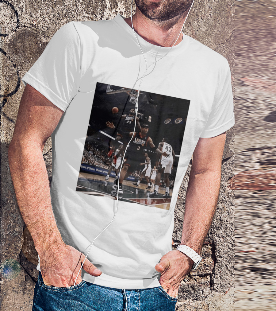 Philadelphia 76ers A.I. LeBron James Iconic Basketball Moment T-Shirt