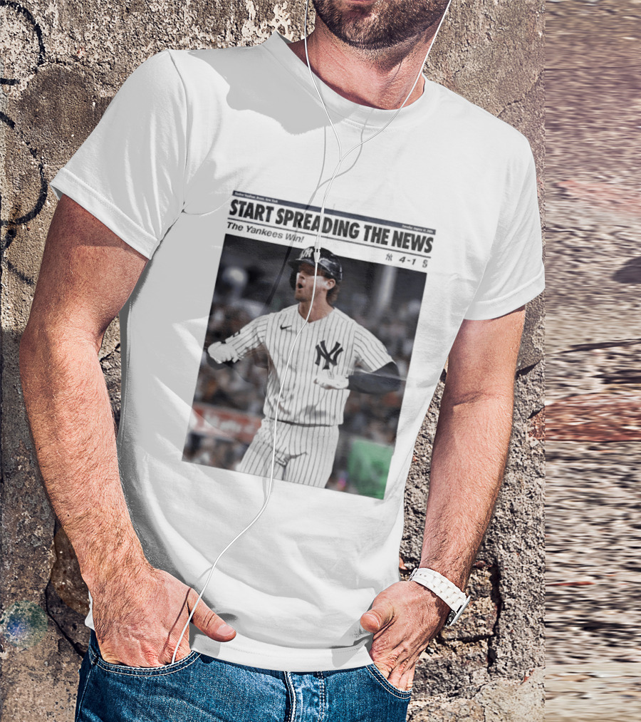 Anthony Volpe New York Yankees Start Spreading The News Pinstripe Jersey Celebration T-Shirt