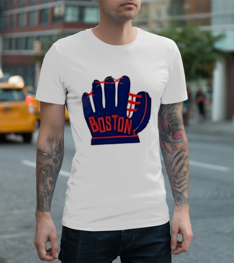 Boston Red Sox MLB Hat And Glove Baseball Club T-Shirt