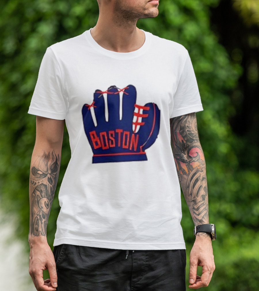 Boston Red Sox MLB Hat And Glove Baseball Club T-Shirt