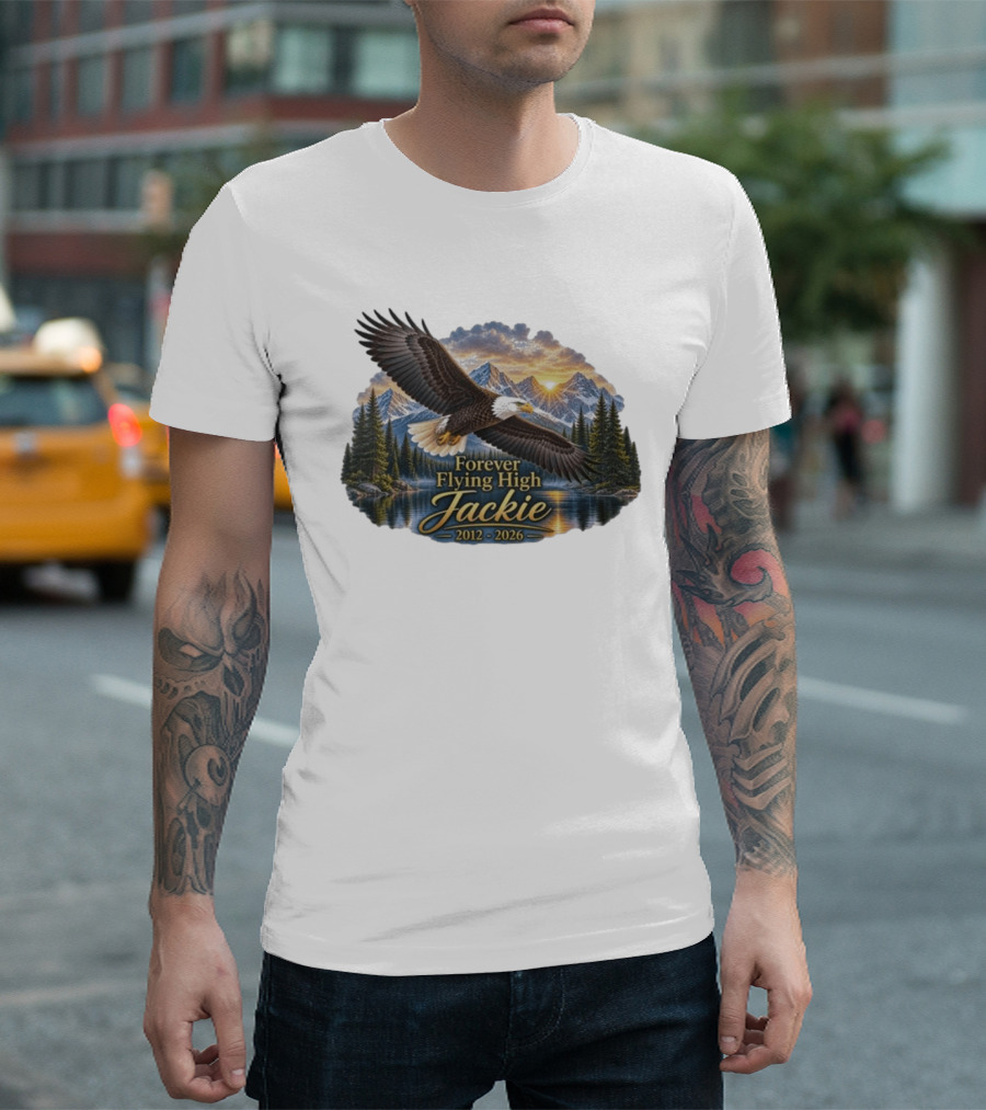 Forever Flying High Jackie Bald Eagle 2012 2026 Majestic Mountain Landscape T-Shirt