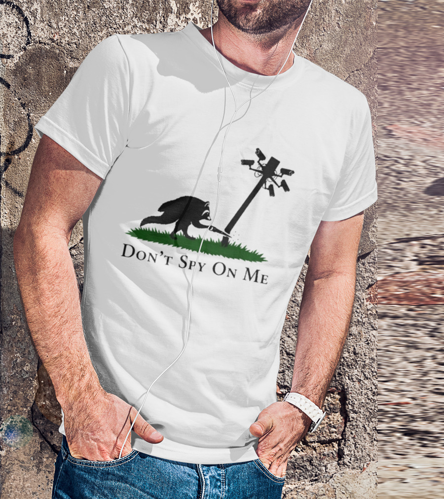 Jimothy Don't Spy On Me Raccoon Cutting Camera Pole T-Shirt