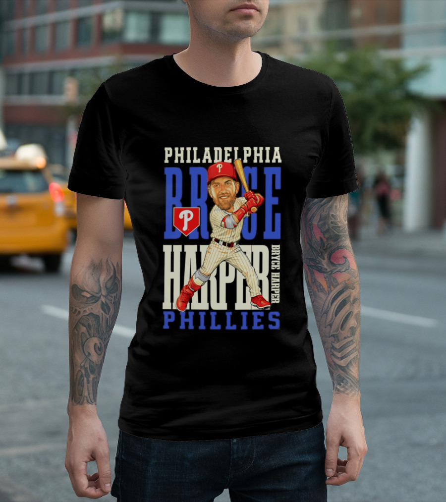 Philadelphia Phillies Bryce Harper Baseball Caricature Clash T-Shirt