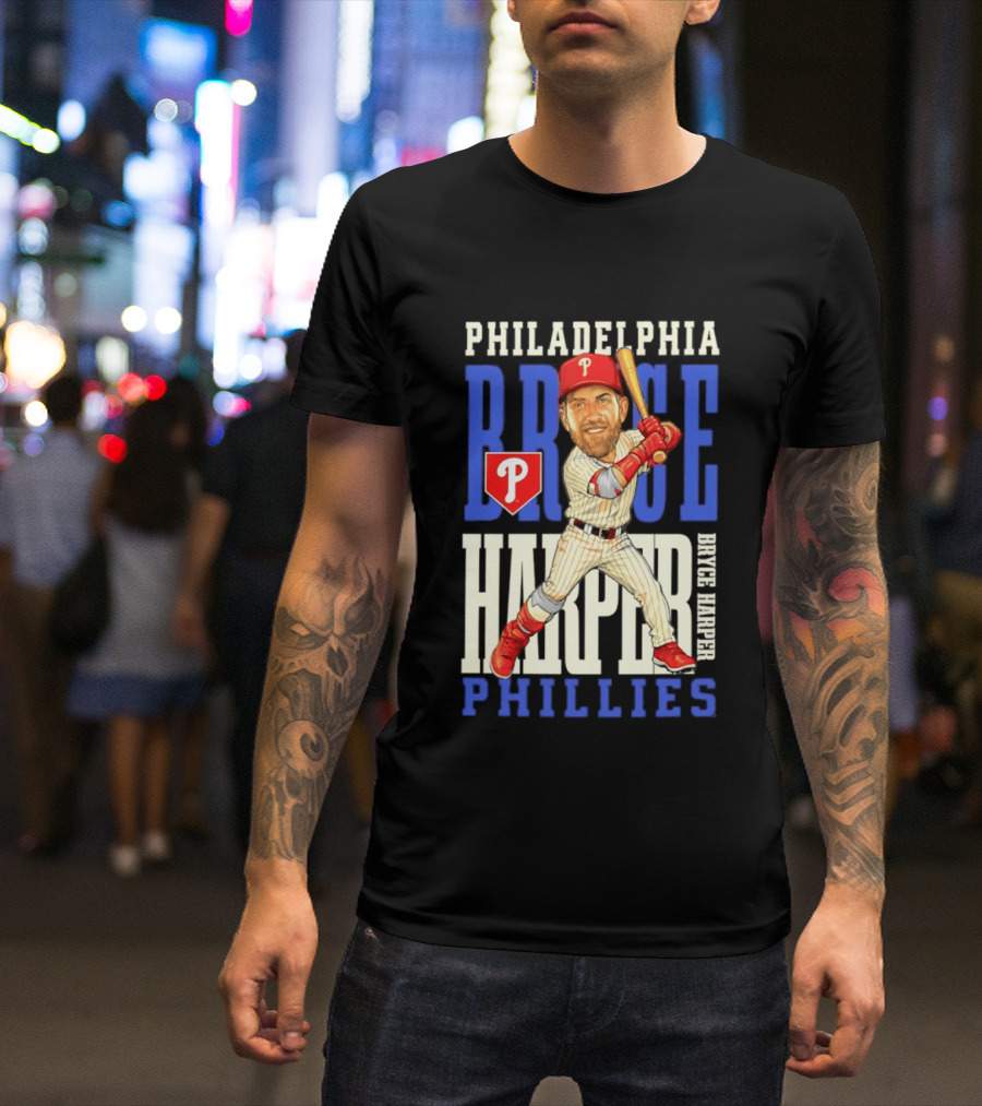 Philadelphia Phillies Bryce Harper Baseball Caricature Clash T-Shirt