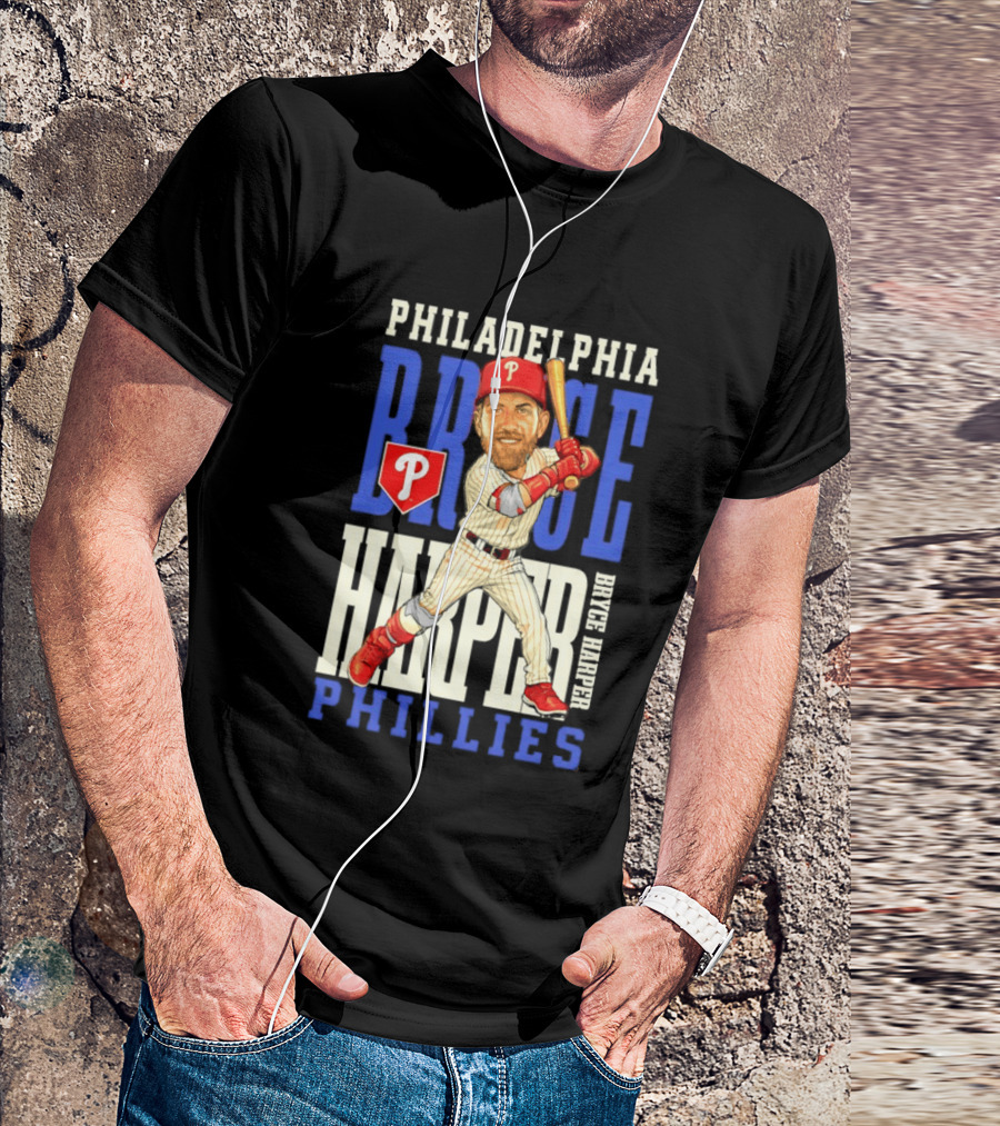 Philadelphia Phillies Bryce Harper Baseball Caricature Clash T-Shirt