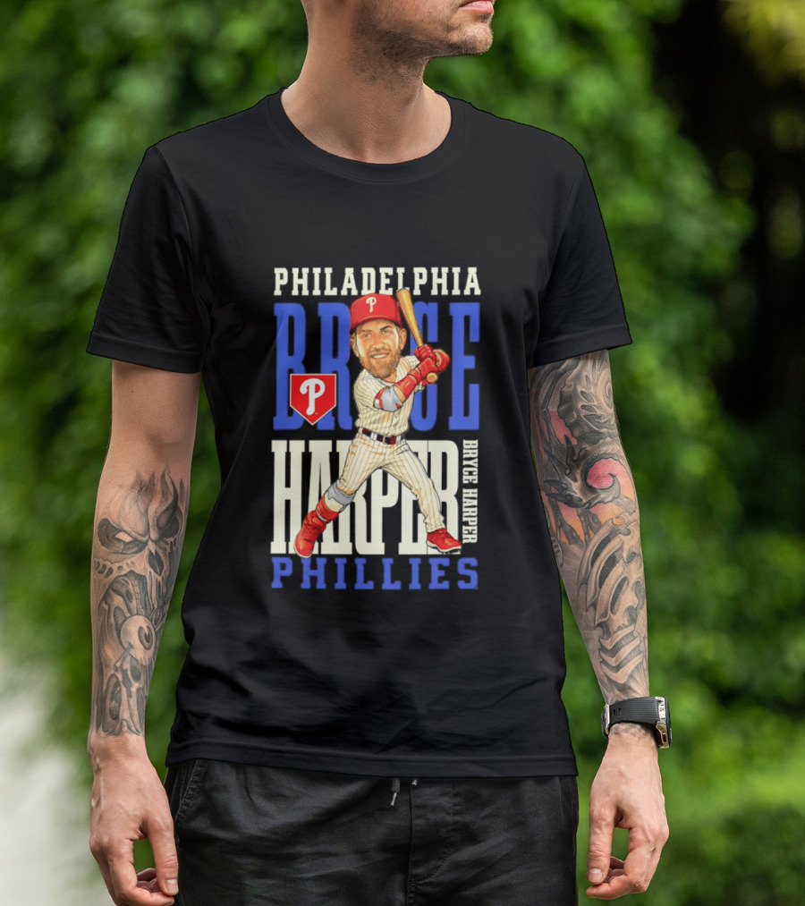 Philadelphia Phillies Bryce Harper Baseball Caricature Clash T-Shirt