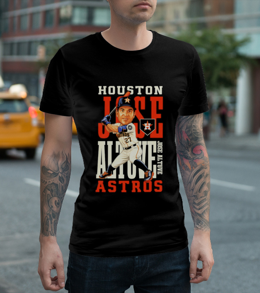 Houston Astros Jose Altuve Baseball Caricature T-Shirt