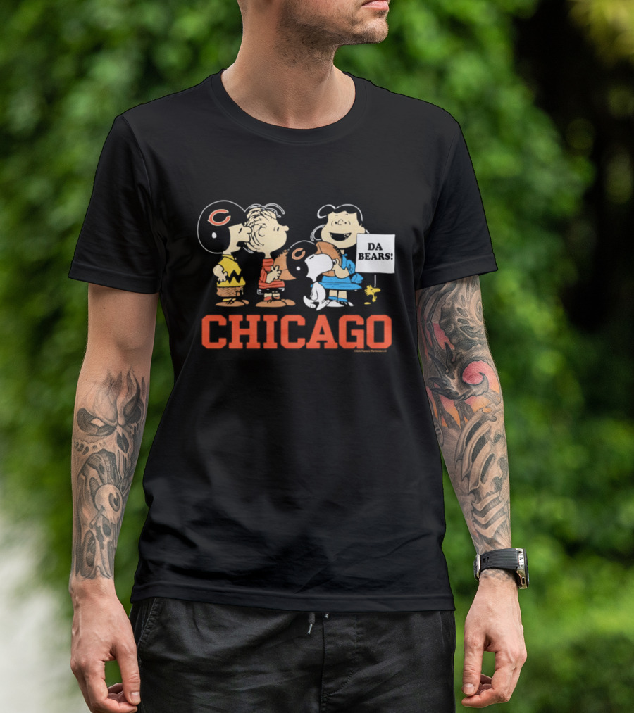 Chicago Bears Peanuts Characters Collaboration Da Bears T-Shirt