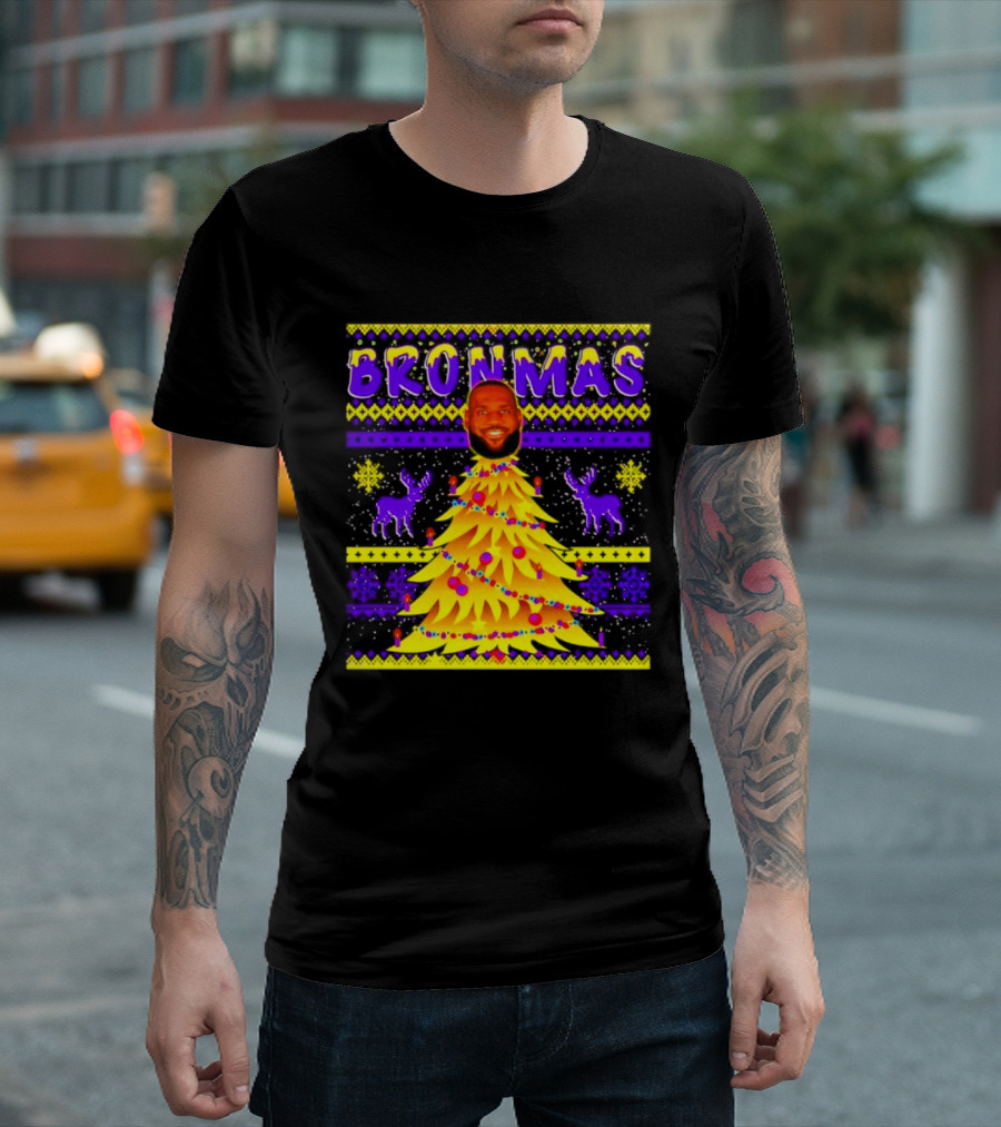 LeBron James Bronmas Christmas Tree Philadelphia 76ers Festive Reindeer T-Shirt