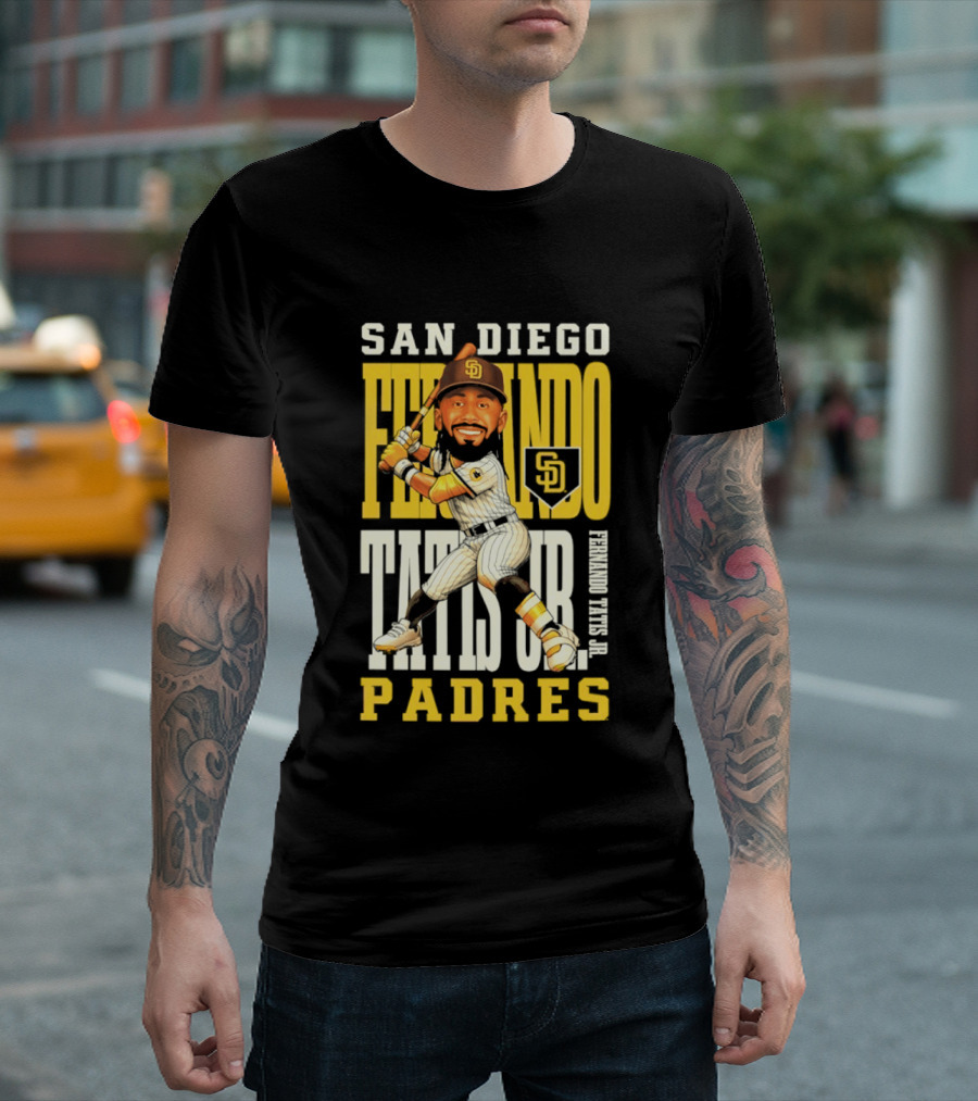 San Diego Padres Fernando Tatis Jr. Baseball Caricature SD Padres T-Shirt