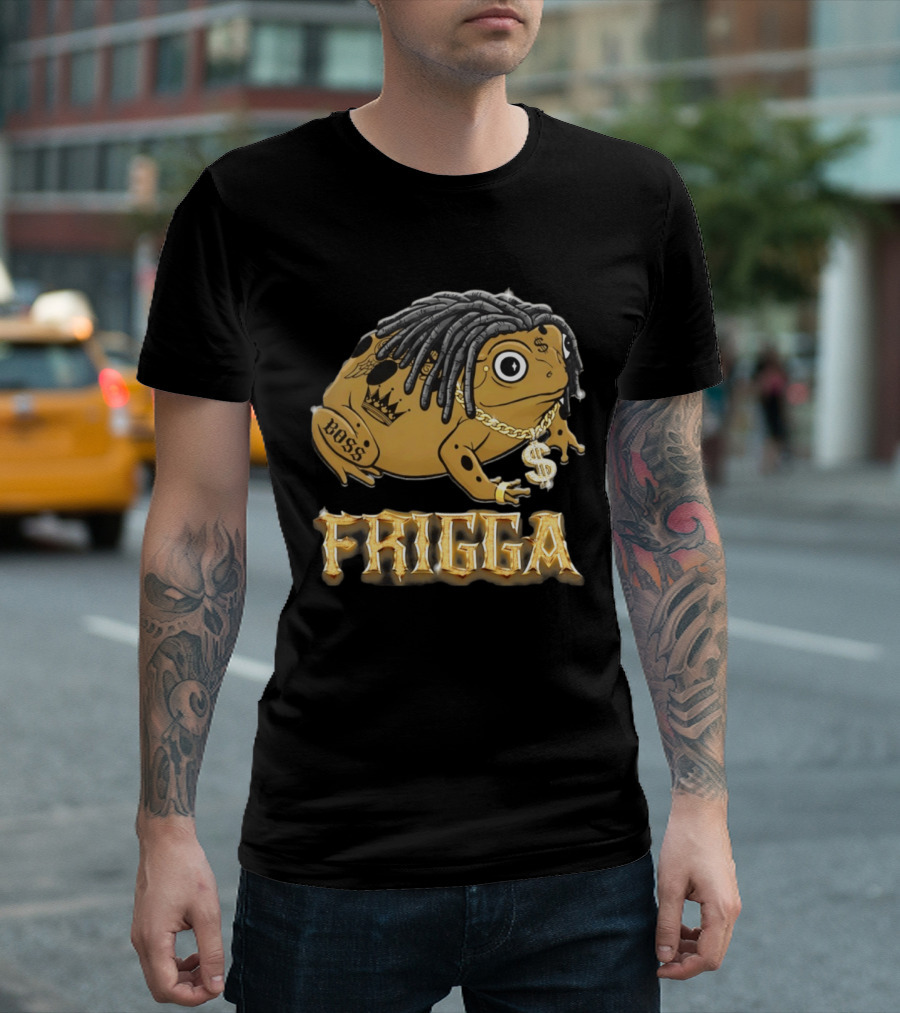 Frigga Boss Frog Crown Tattoos Dollar Chain T-Shirt