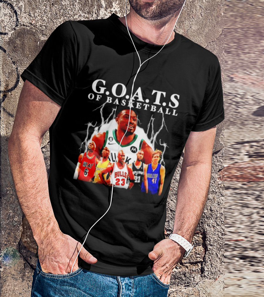 G.O.A.T.S Of Basketball Giannis Antetokounmpo LeBron James Kobe Bryant Michael Jordan Tim Duncan Dirk Nowitzki T-Shirt