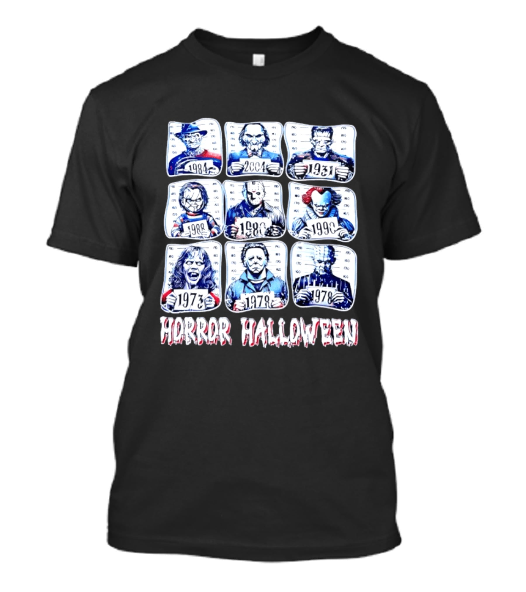 Horror Halloween Shot Characters 1973 1978 1980 1984 1988 1990 2004 Iconic Slashers T-Shirt