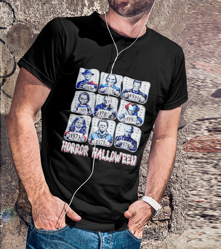 Horror Halloween Shot Characters 1973 1978 1980 1984 1988 1990 2004 Iconic Slashers T-Shirt