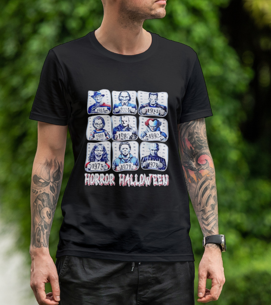 Horror Halloween Shot Characters 1973 1978 1980 1984 1988 1990 2004 Iconic Slashers T-Shirt
