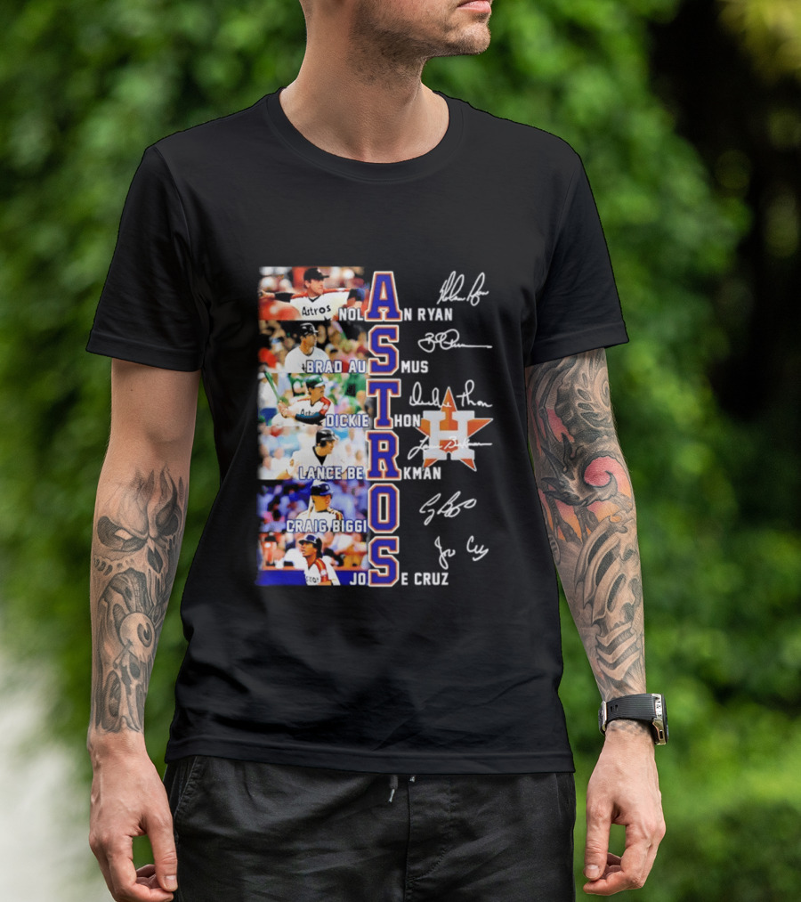 Nolan Ryan Brad Ausmus Dickie Thon Lance Berkman Craig Biggio Jose Cruz Houston Astros Baseball Legends T-Shirt
