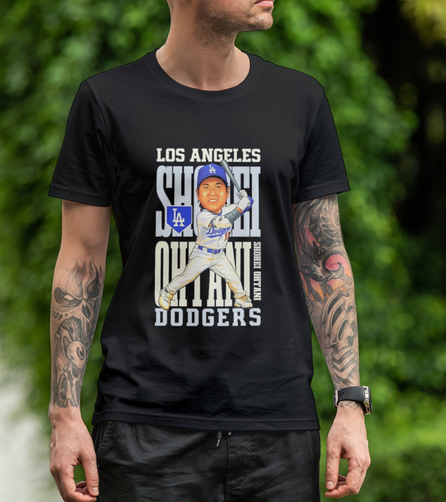 Los Angeles Dodgers Shohei Ohtani Caricature Dodgers Baseball T-Shirt