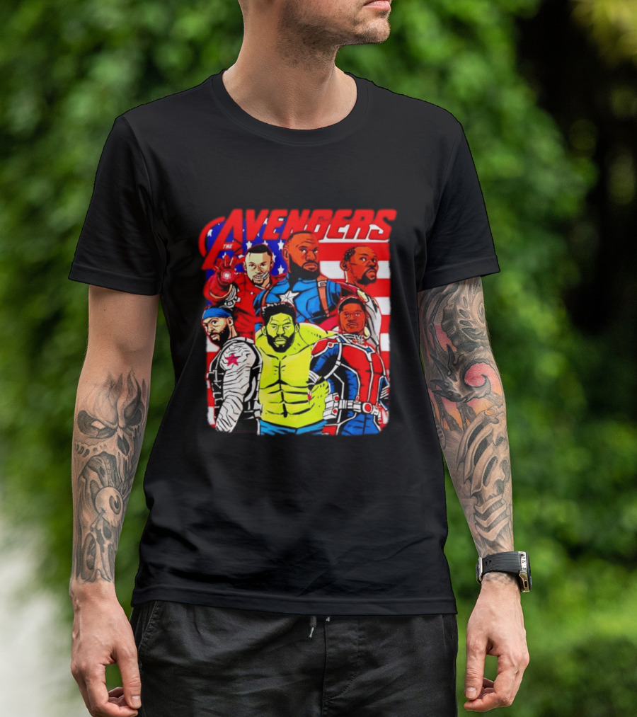 Avengers Basketball Superstars LeBron James Stephen Curry Kevin Durant Anthony Davis Hulk Ant Man T-Shirt