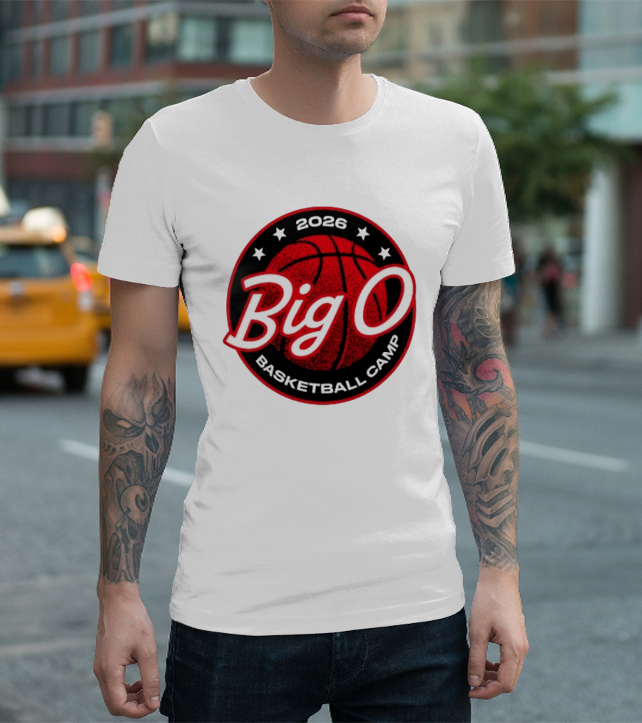 Big O Basketball Camp 2026 Red Basketball Circle Stars T-Shirt