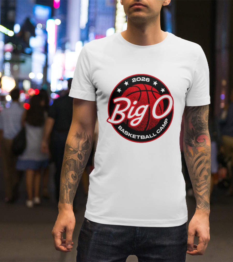 Big O Basketball Camp 2026 Red Basketball Circle Stars T-Shirt