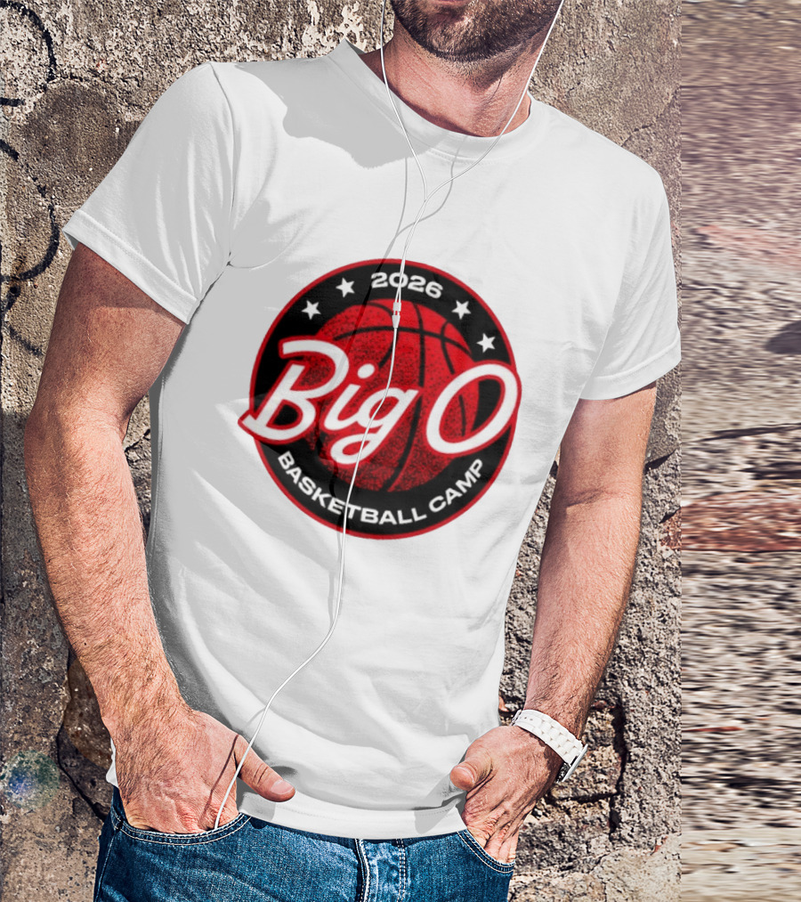 Big O Basketball Camp 2026 Red Basketball Circle Stars T-Shirt