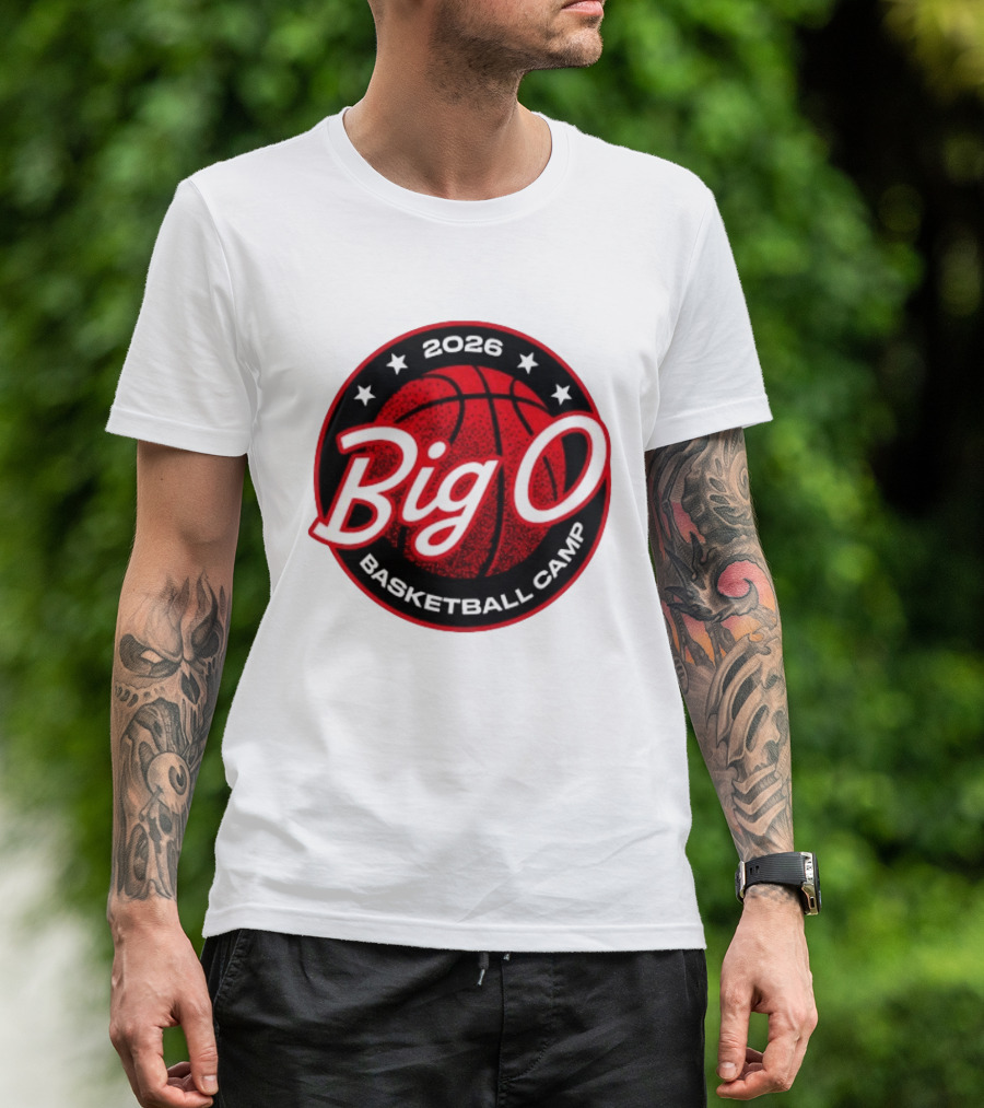 Big O Basketball Camp 2026 Red Basketball Circle Stars T-Shirt
