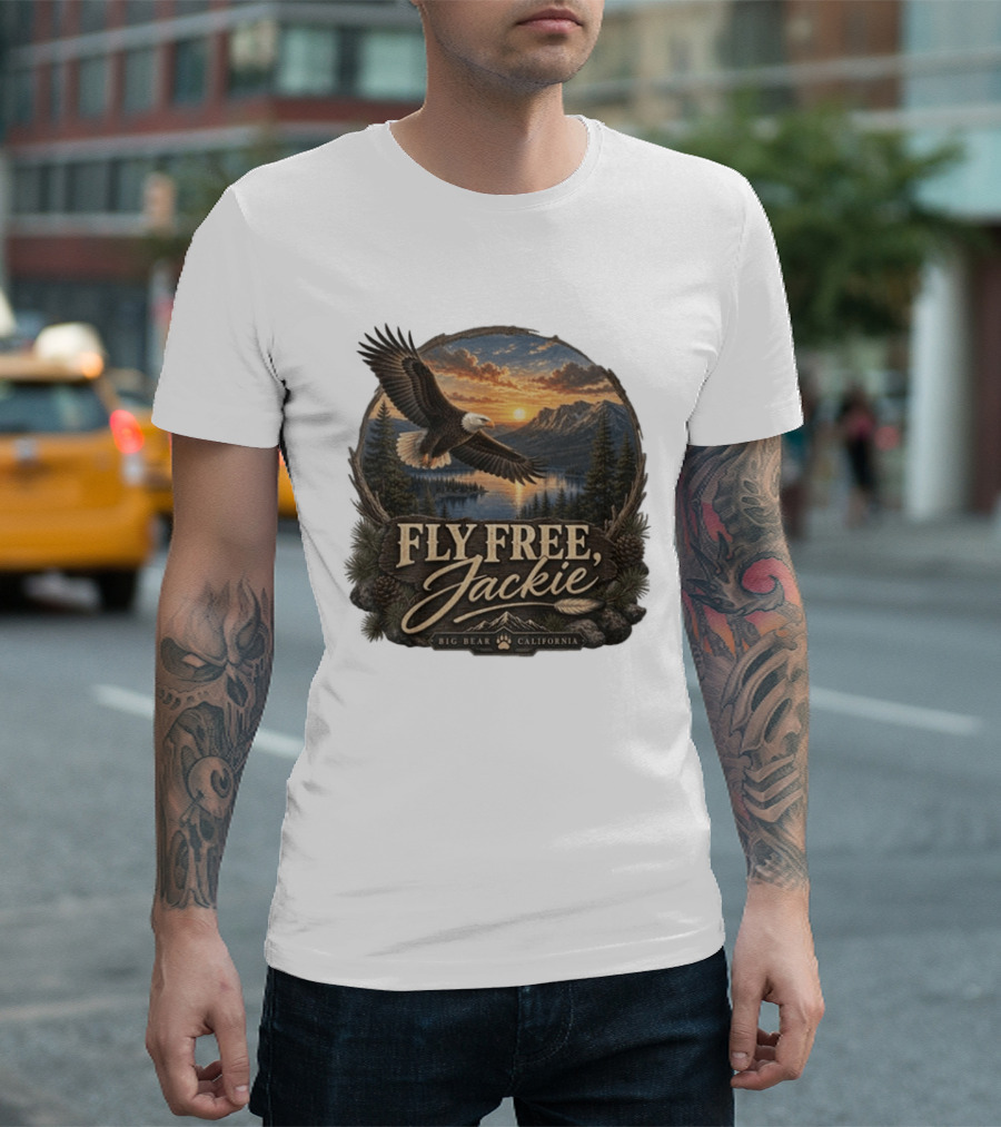 Fly Free Jackie Eagle Soaring Big Bear California Sunset T-Shirt