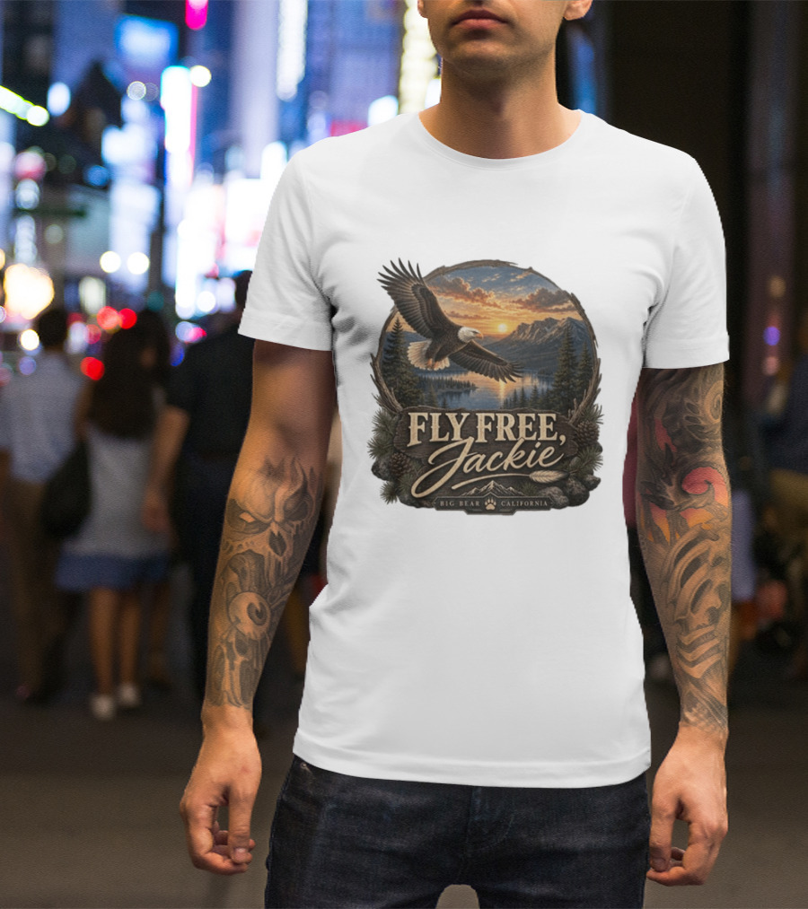 Fly Free Jackie Eagle Soaring Big Bear California Sunset T-Shirt