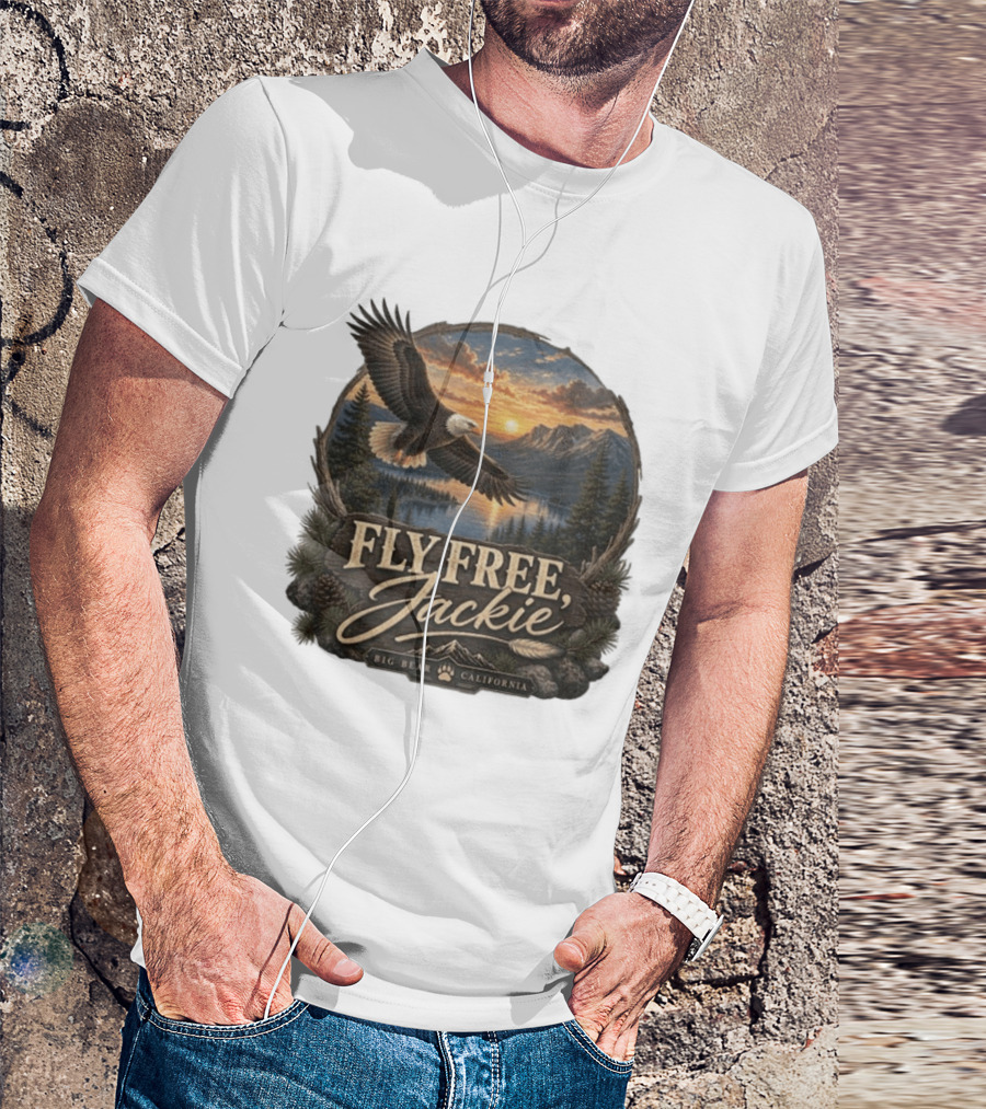 Fly Free Jackie Eagle Soaring Big Bear California Sunset T-Shirt