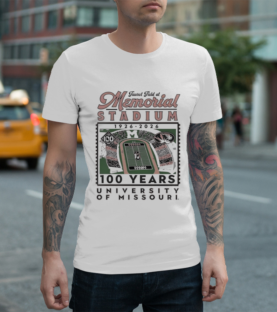 Faurot Field At Memorial Stadium 100 Years 1926 2026 University Of Missouri T-Shirt