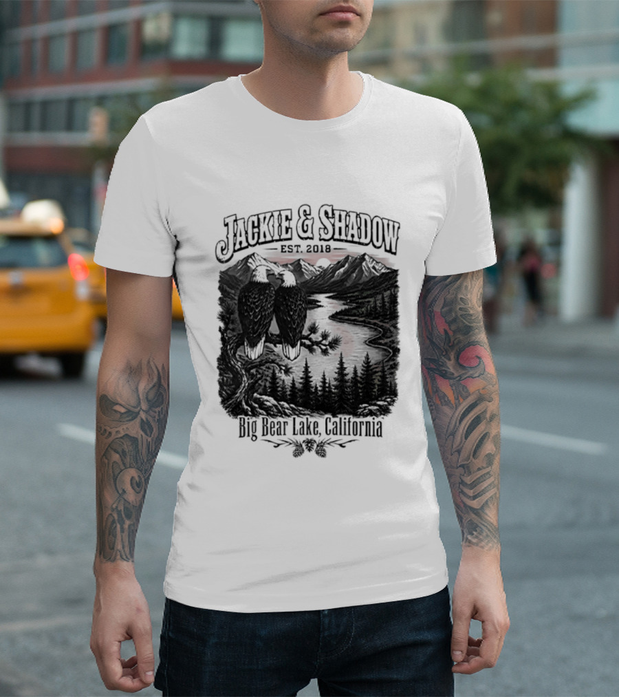 Jackie And Shadow Est 2018 Big Bear Lake California Mountain Scene T-Shirt