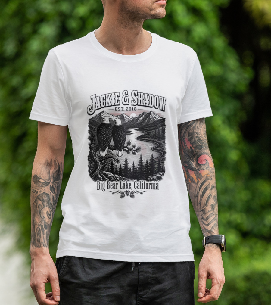 Jackie And Shadow Est 2018 Big Bear Lake California Mountain Scene T-Shirt