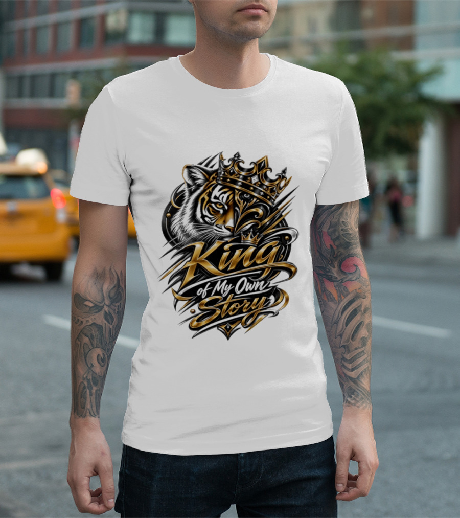 King Of My Own Story Tiger Crown Motif T-Shirt