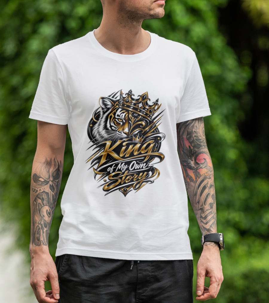 King Of My Own Story Tiger Crown Motif T-Shirt