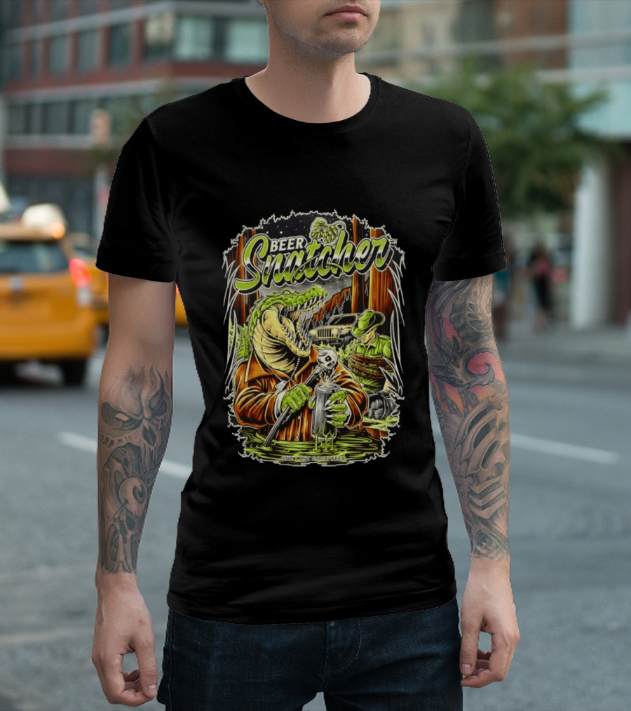Beer Snatcher Alligator One Last Good Beer Hunter Scene T-Shirt
