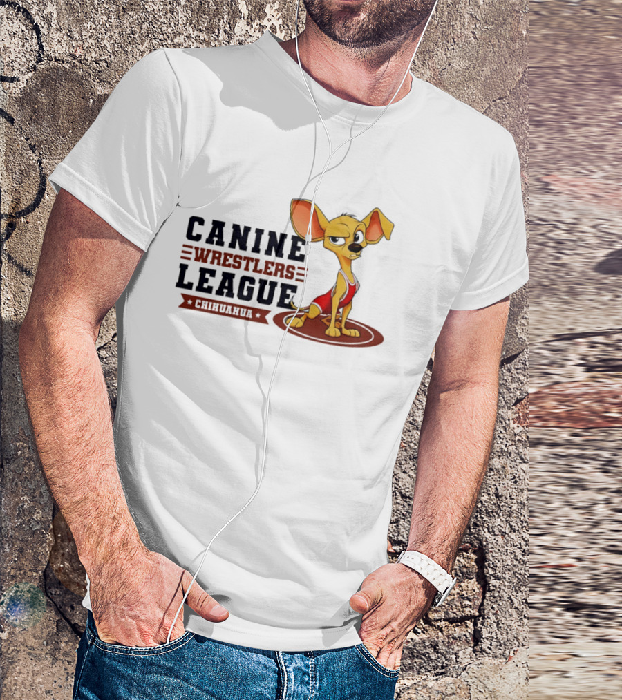 Canine Wrestlers League Chihuahua Wrestler Cartoon T-Shirt