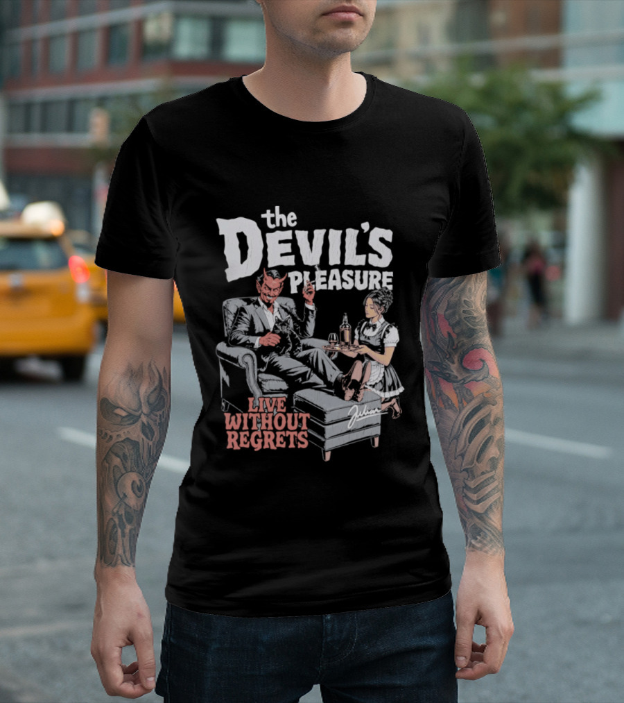 The Devil's Pleasure Live Without Regrets Vintage Lounge Scene T-Shirt