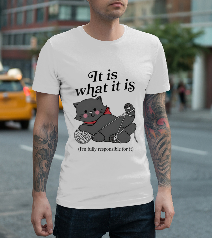 It Is What It Is Playful Cat With Yarn I'm Fully Responsible For It T-Shirt