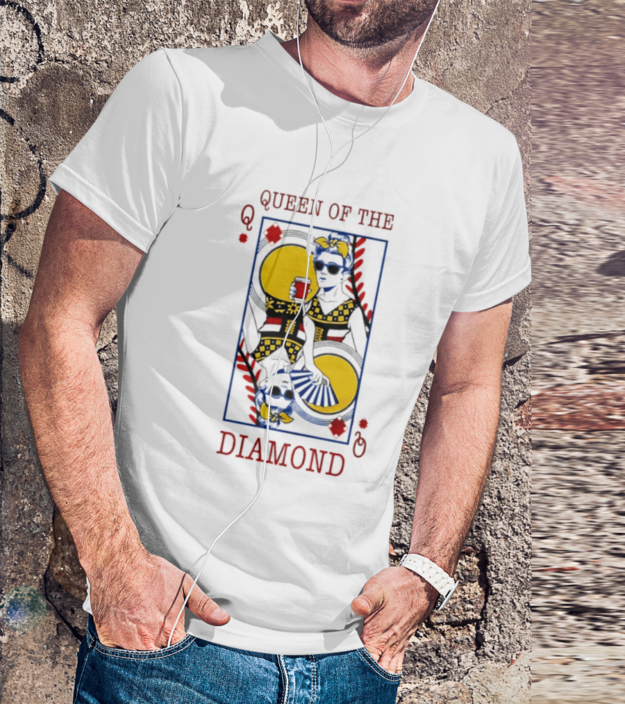Queen Of The Diamond Playing Card Baseball T-Shirt