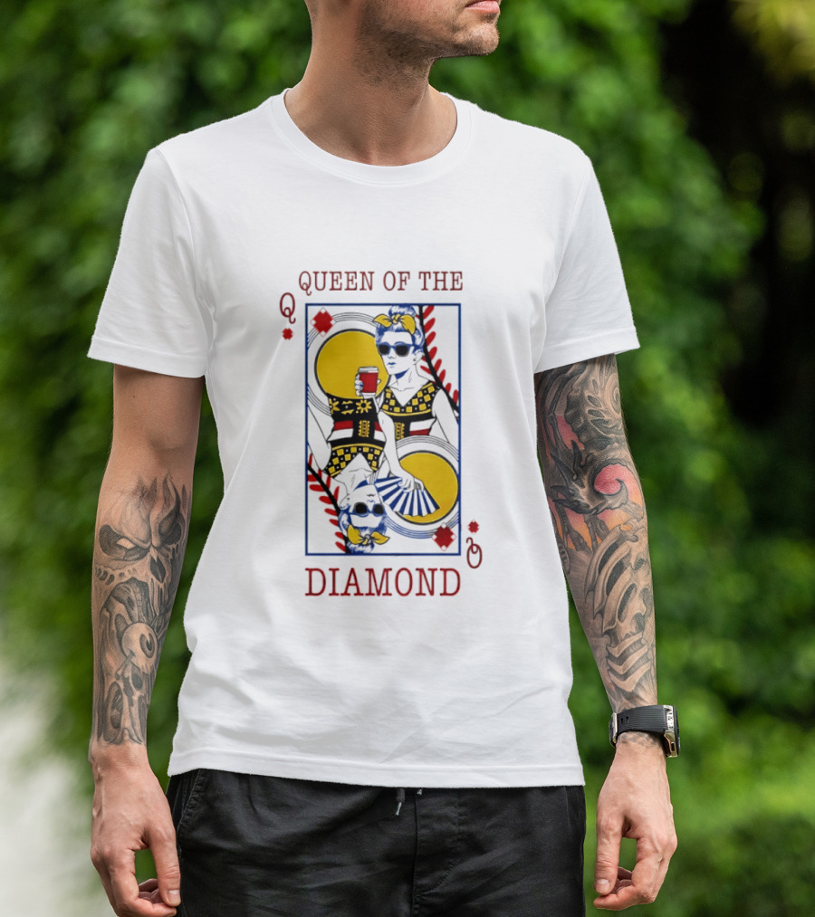 Queen Of The Diamond Playing Card Baseball T-Shirt