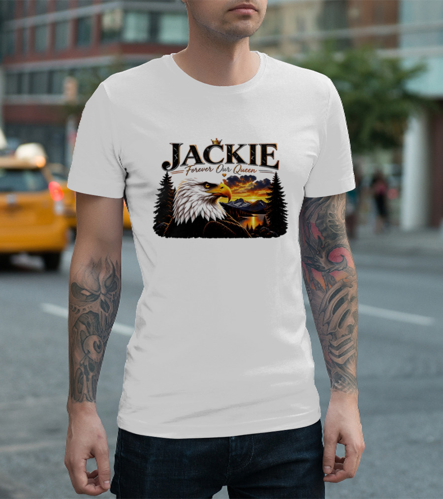 Jackie Forever Our Queen Eagle Sunset Mountain Scene T-Shirt
