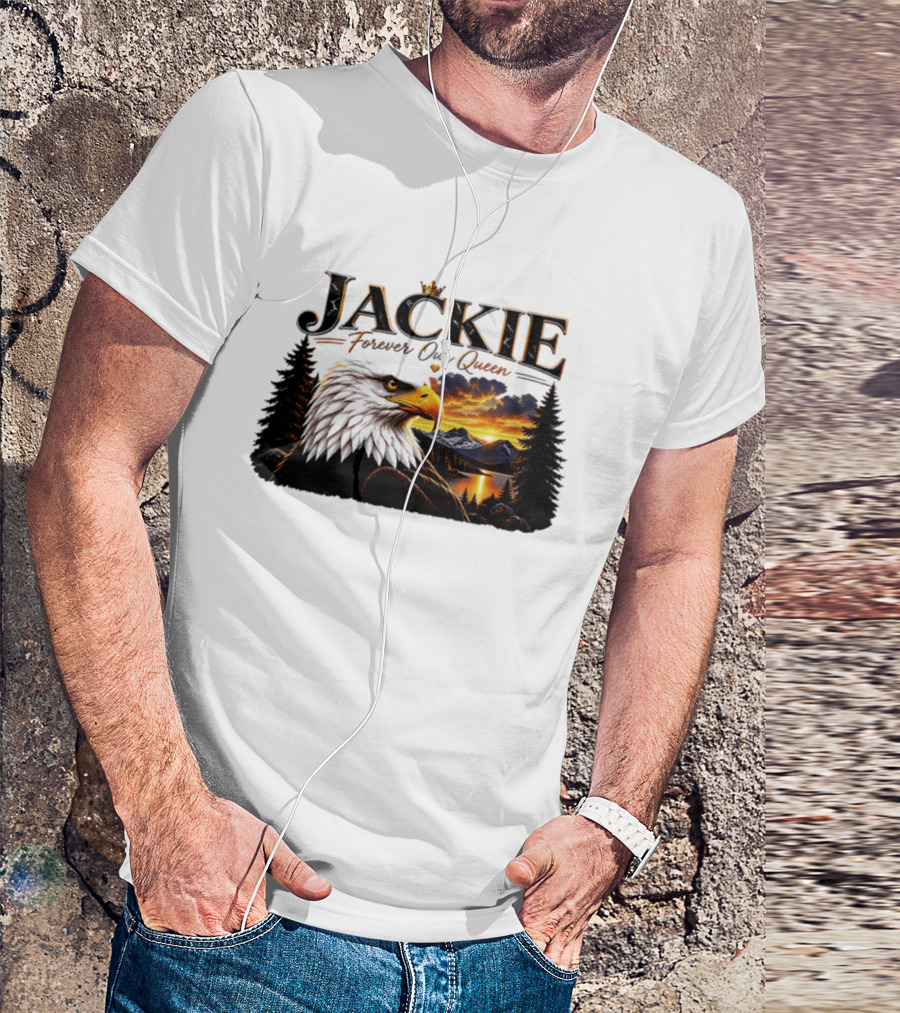 Jackie Forever Our Queen Eagle Sunset Mountain Scene T-Shirt