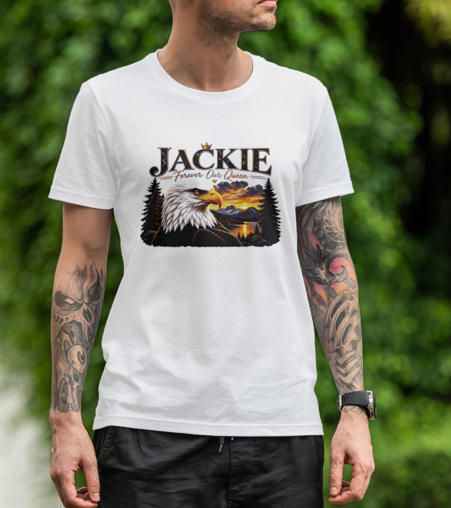Jackie Forever Our Queen Eagle Sunset Mountain Scene T-Shirt